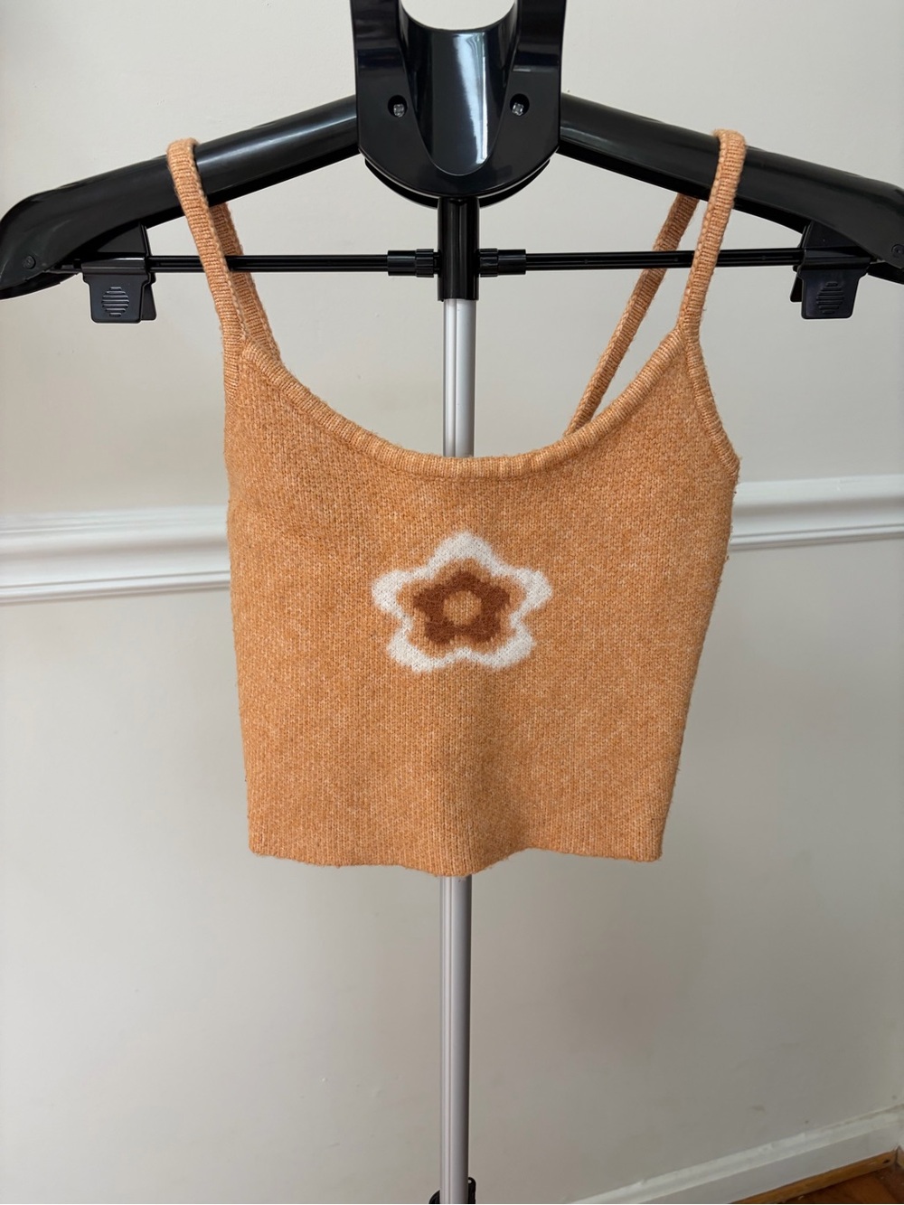 La Hearts Orange Floral Knit Crop Tank